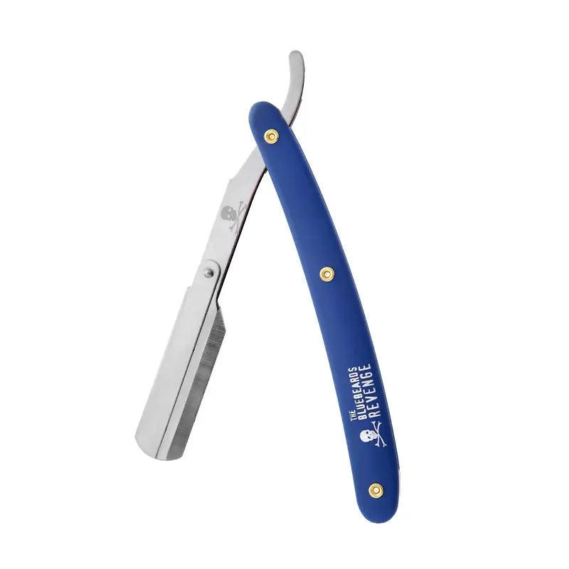 THE BLUEBEARDS REVENGE Blue Handle Shavette With Logo