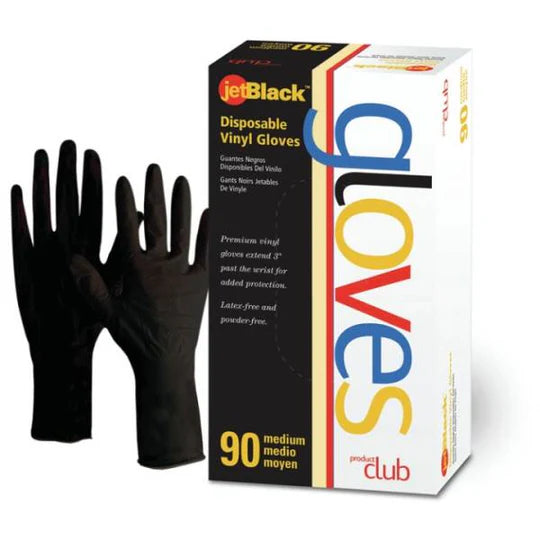 Product Club Jetblack Disposable Medium Vinyl Gloves, 90 Ct